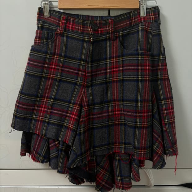 준야와타나베 꼼데 체크 울 스커트