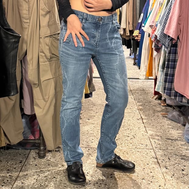 vintage 빈티지 뱀피 해골 스트레이트 진