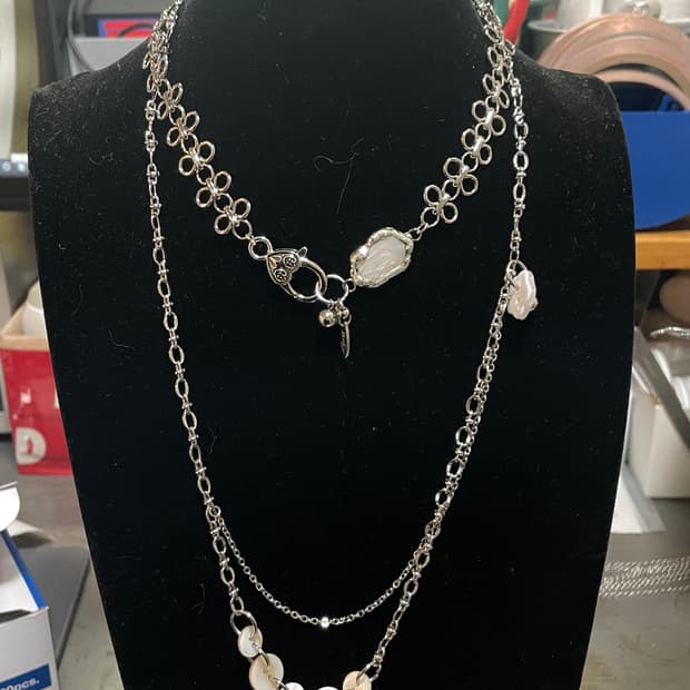 베키 스퀘어 펄 목걸이