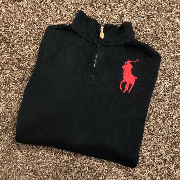 폴로 랄프로렌 걸즈 빅포니 코튼 하프집업 니트