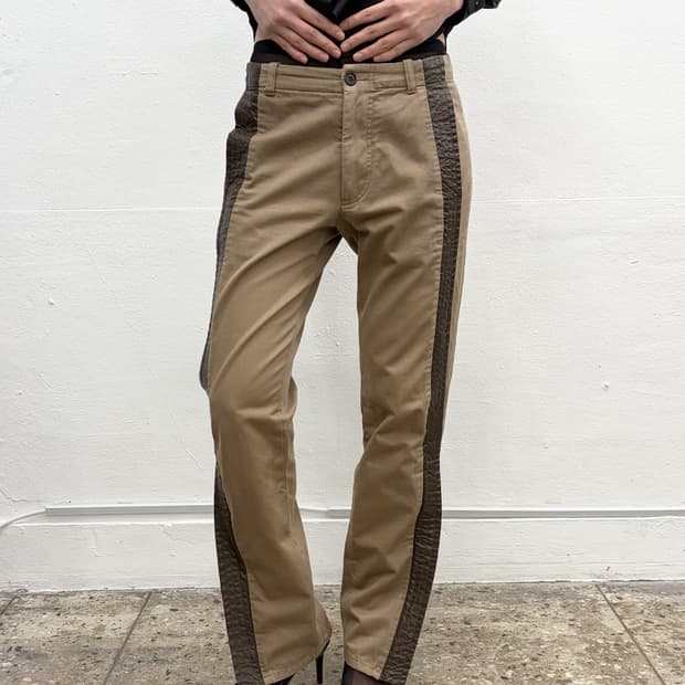 드리스 반 노튼 파이핑 디테일 지퍼 팬츠