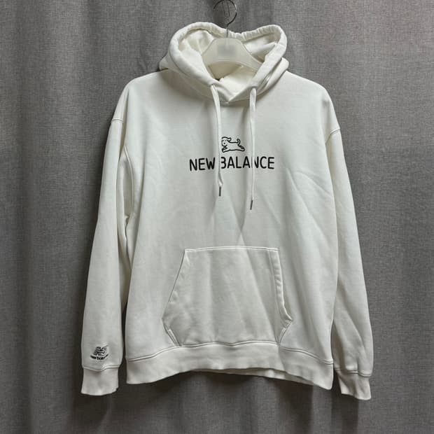 [L] 뉴발란스 화이트 기모 긴팔 후드티