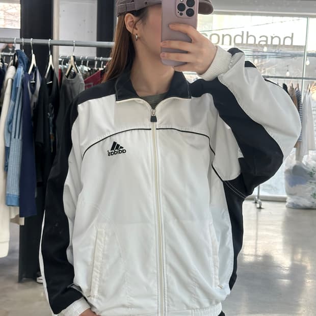 아디다스 90s 화이트 윈드브레이커 자켓