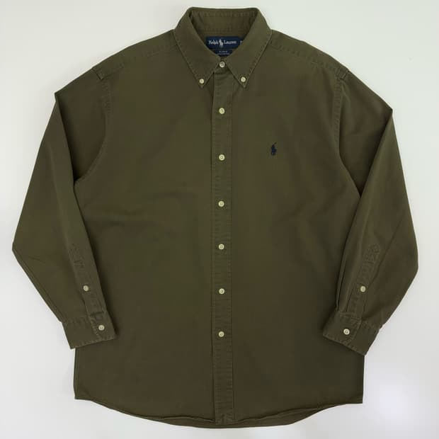 Polo  폴로 랄프로렌 브레이크 코튼 자수 카키 코튼 셔츠