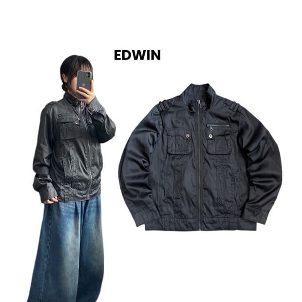 에드윈 투포켓 바이커 바람막이 집업 자켓