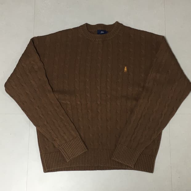 예일(Yale)-케이블 니트 스웨터 브라운(XL)