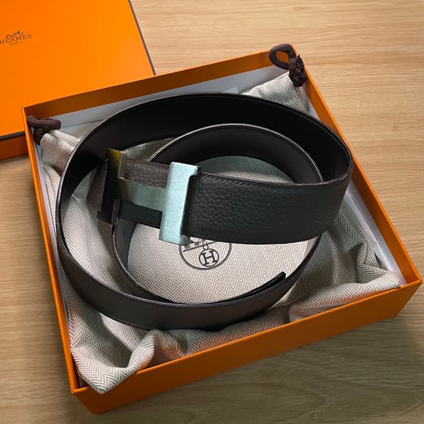 에르메스 H 남성용 가죽벨트 90 중고품 양면가능