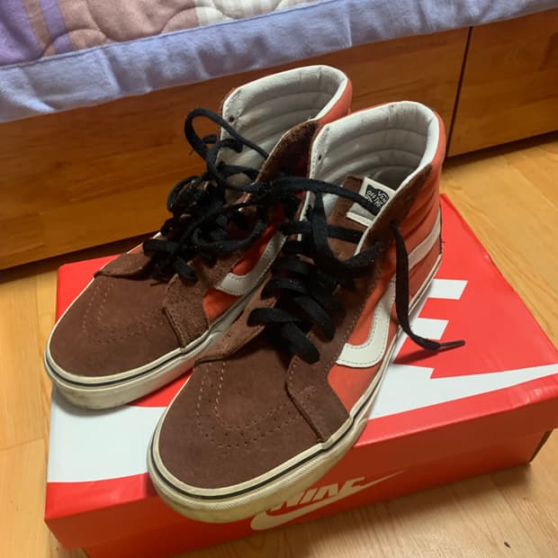 반스 스케이트 하이 오렌지 브라운