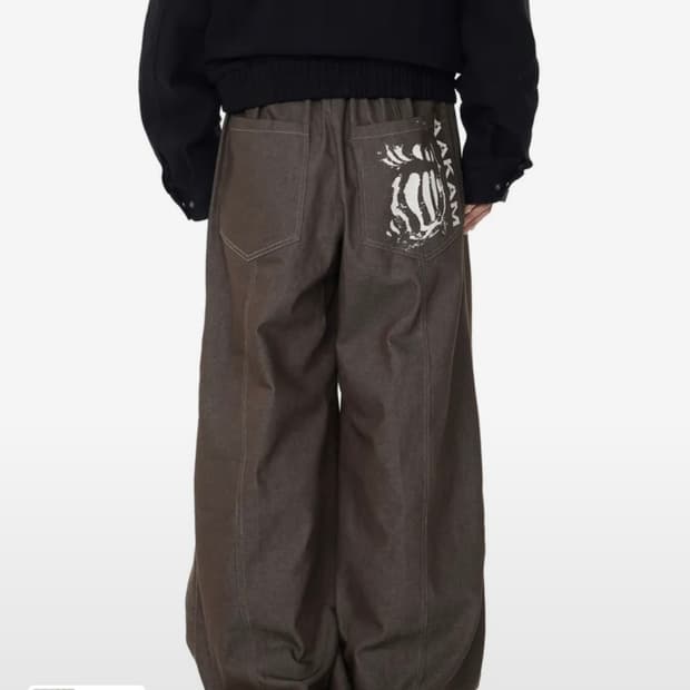 Aakam Pin-tuck Printed Denim Pants 2Size