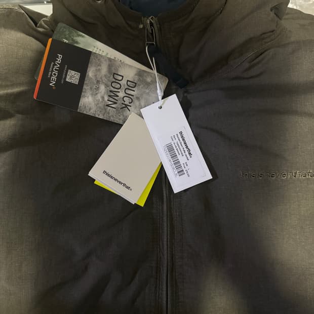 L사이즈 디스이즈네버댓 워시드 다운 푸퍼 자켓 브라운