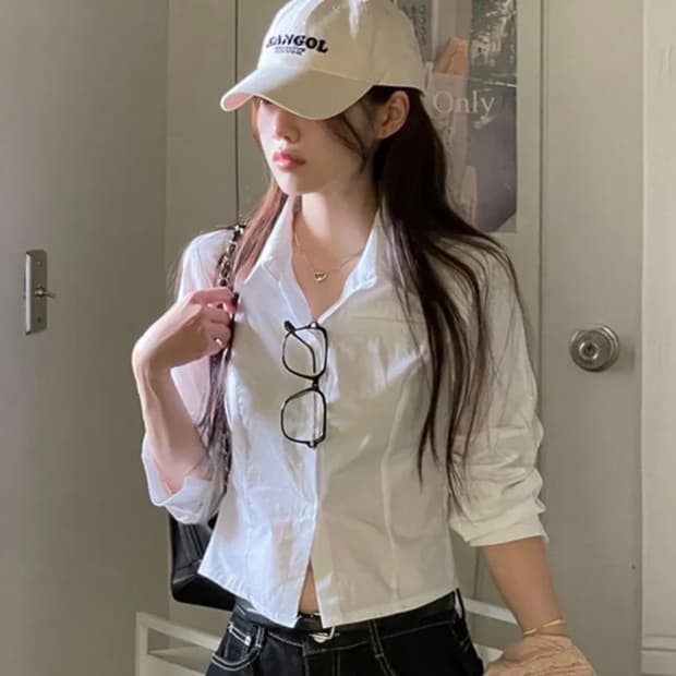 보통의 날 데인즈 슬림핏 핀턱 절개 굴림 롱슬리브 셔츠