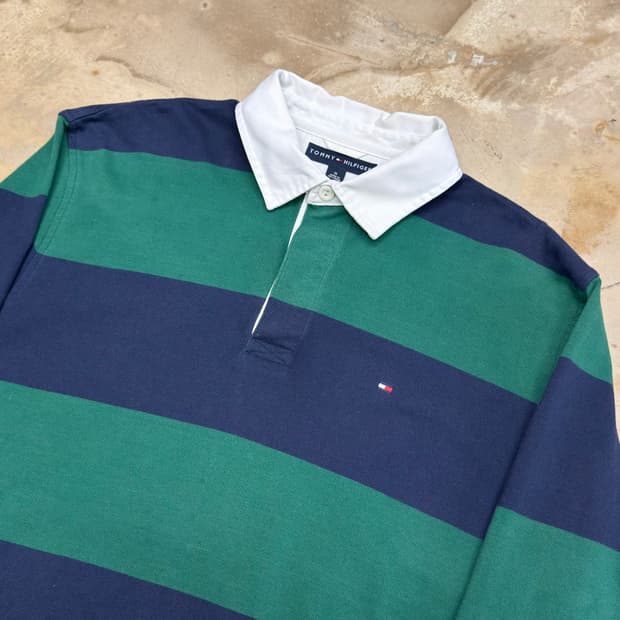 M 타미힐피거 스트라이프 럭비 티셔츠