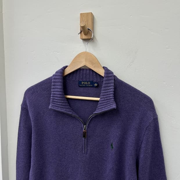 16651 - 폴로 랄프로렌 퍼플 반집업 니트