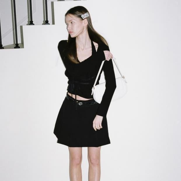 소프트서울 tied ribbon cardigan (그레이, 블랙 두색상