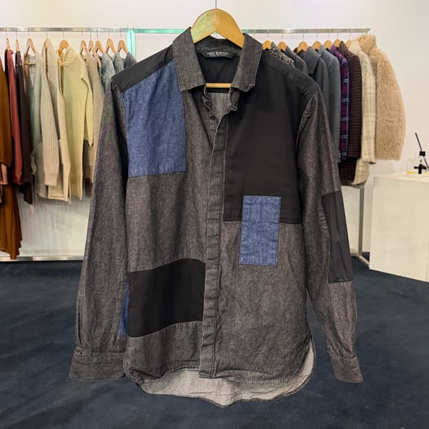 [M] 닐바렛 컬러블록 데님셔츠