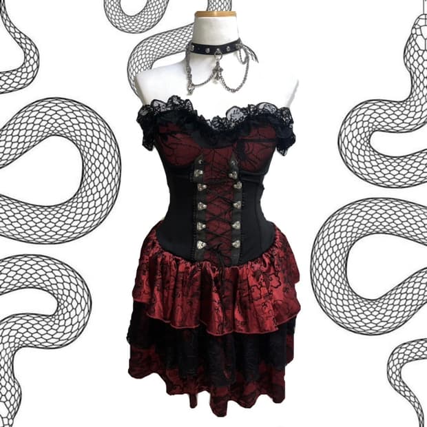 용자수 디테일 펑크 고스로리 원피스