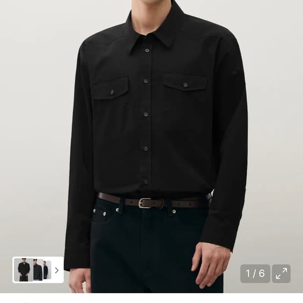 (L) 드로우핏 워시드 코튼 웨스턴 셔츠 [BLACK] 판매