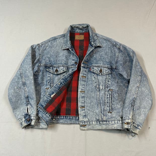 L) 리바이스 90s USA 플란넬 라이너 데님 트러커 자켓