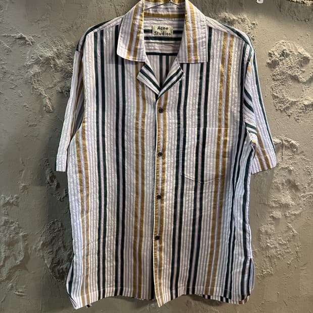 44 아크네 스튜디오 ACNE STUDIOS 시어 스트라이프 셔츠 그린