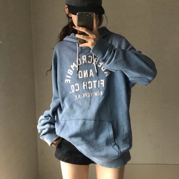 아베크롬비 연하늘 후드티