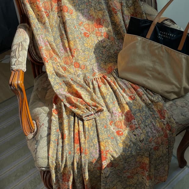 플로럴 쉬폰 봄 원피스 일본 빈티지