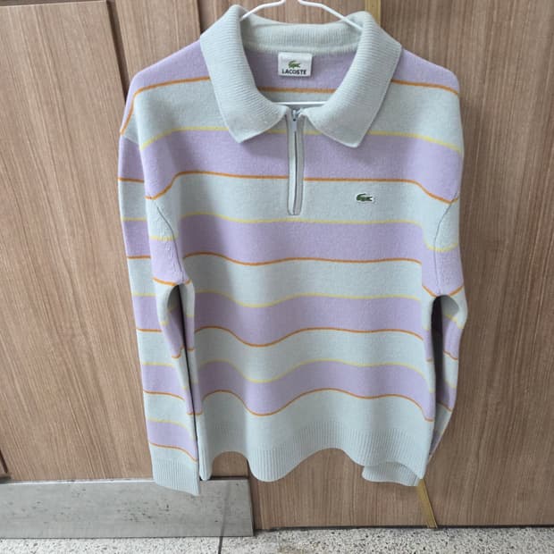라코스테 스트라이프 집업 니트