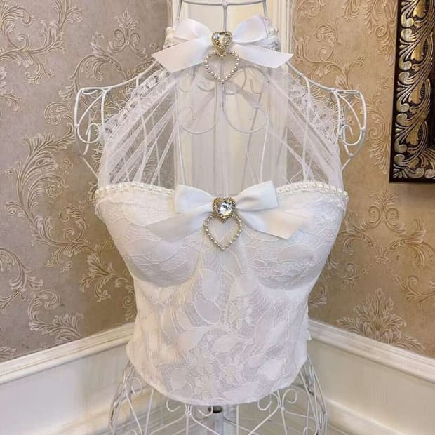 히메갸루 레이스 하트큐빅 리본 탑