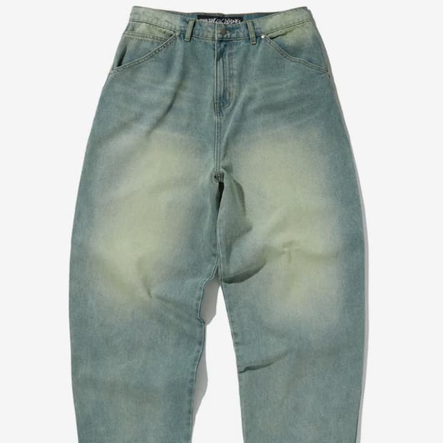 스웨이드 빈티지 블루 데님팬츠