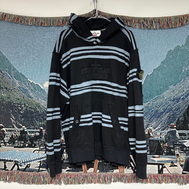 슈프림 스톤아일랜드 워프 스트라이프 후드 L