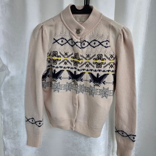 SJSJ 핑크색 패턴 니트 가디건 (1797)