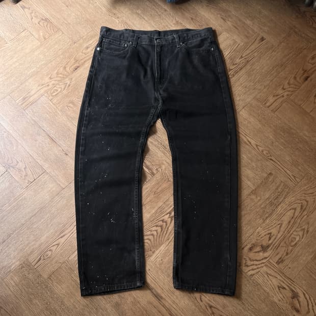 [38]리바이스 505 빈티지 페인팅 흑청 데님 팬츠