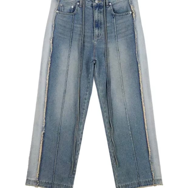 다이닛 벨트 로우 엣지 진 청바지 데님팬츠