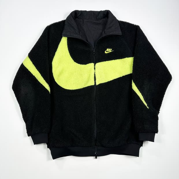 나이키 빅스우시 리버시블 양털 후리스 블랙 형광 L