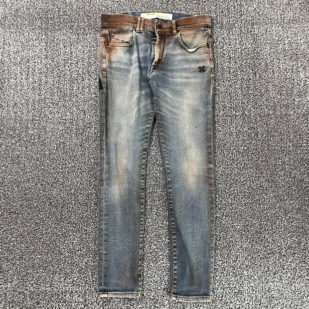 빈티지9. 오프화이트 데미지 워싱 데님진 데님팬츠 청바지