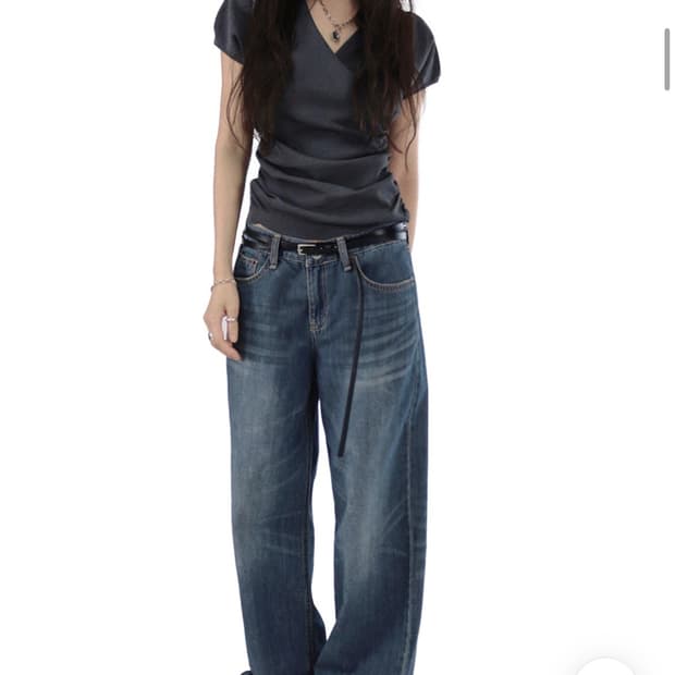 시크윈 틴 로우라이즈 블루청 빈티지 워싱 세미 데님팬츠