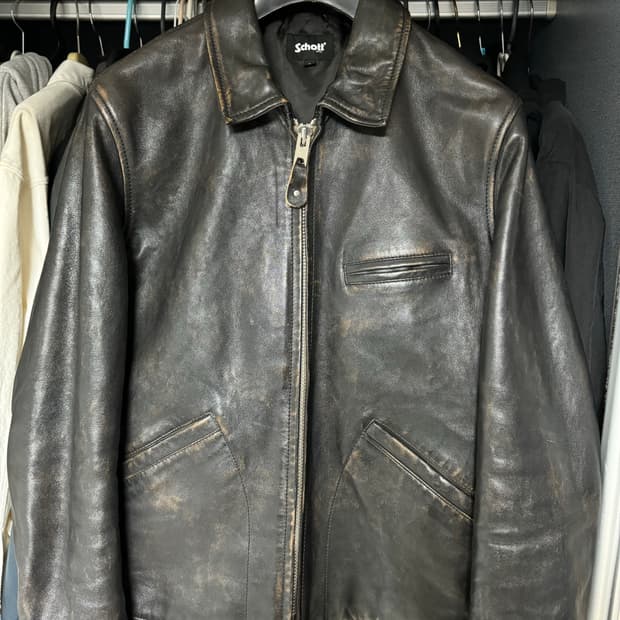 L)schott 쇼트 레더 스포츠 자켓