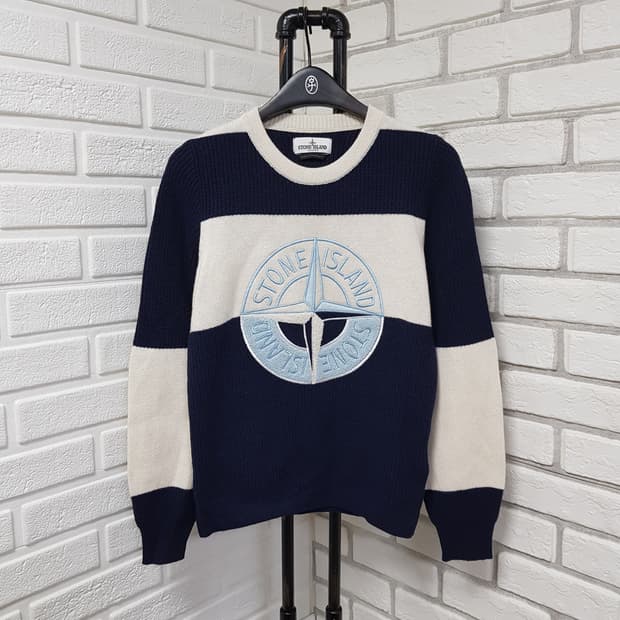 [12/44~55/정품] 스톤아일랜드 캐시미어혼방 빅로고니트