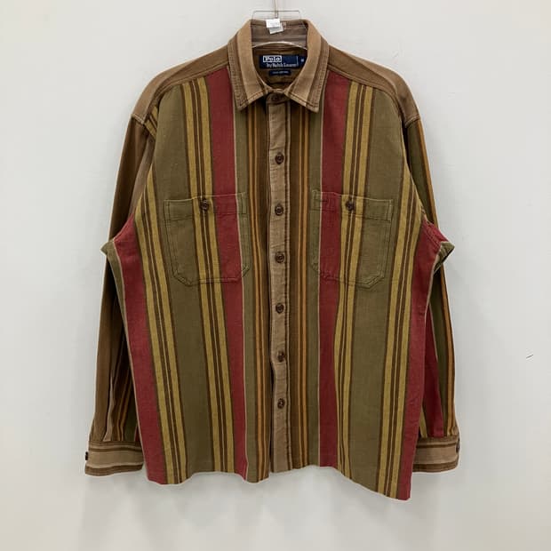 폴로 랄프로렌 멀티 컬러 스트라이프 코튼 셔츠 M