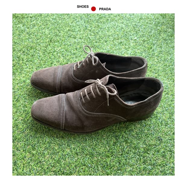프라다 스웨이드 더비슈즈