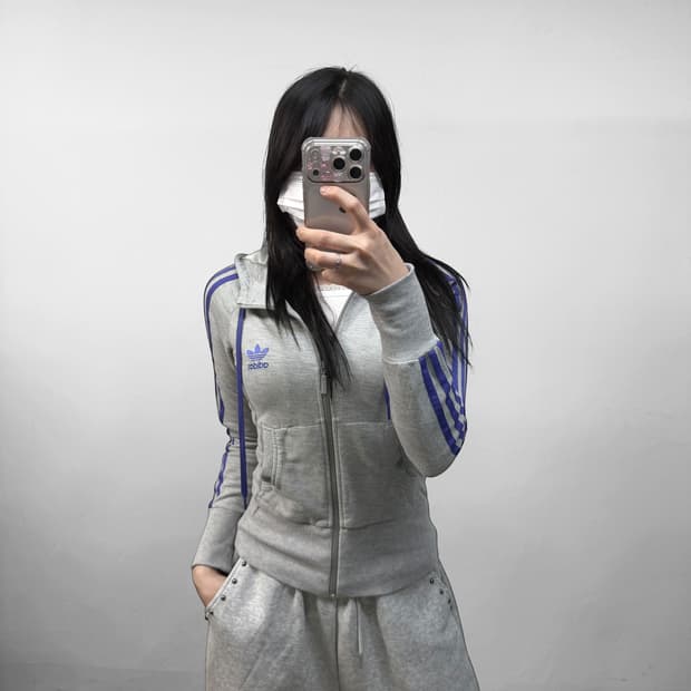 아디다스 파이어버드 후드집업 그레이 퍼플