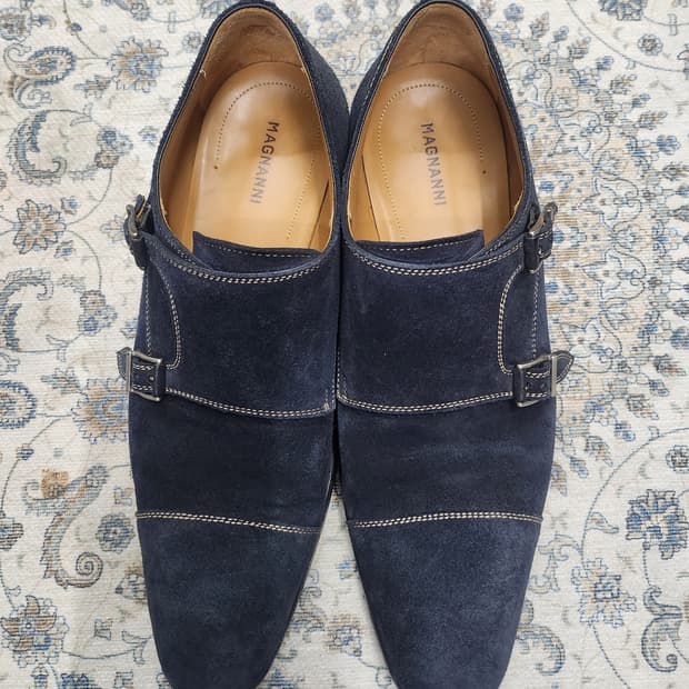 MAGNANNI 맥나니 스페인 네이비 스웨이드 명품 몽크스트랩 40.5