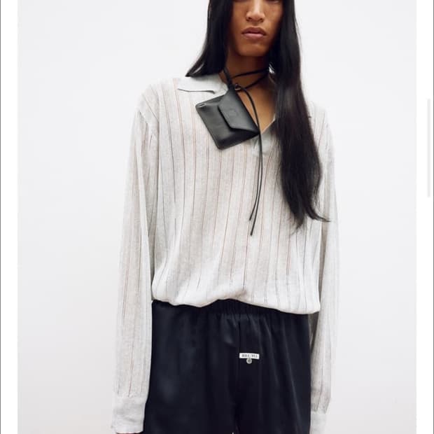 렉토 25ss 레이스 립 시어 니트 폴로 멜란지 그레이 S사이즈