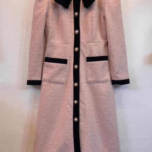 MARANT 벨벳리본 핑크 롱코트원피스:) 하객룩 데이트룩오피스룩연말룩