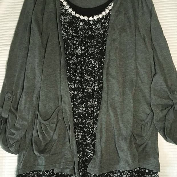 빈티지 모리 플라워 레이어드 가디건 블라우스 티셔츠