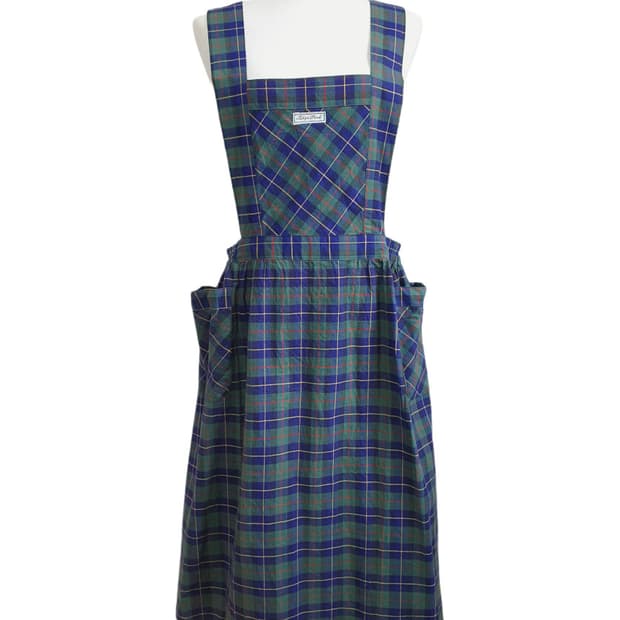 빈티지 클래식 체크 오로라 그린 에이프런