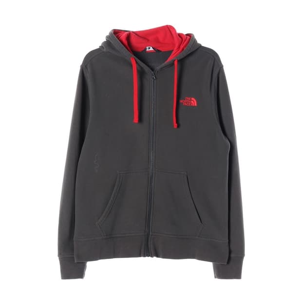 노스페이스 배색 자수 로고 기모 후드 집업 M