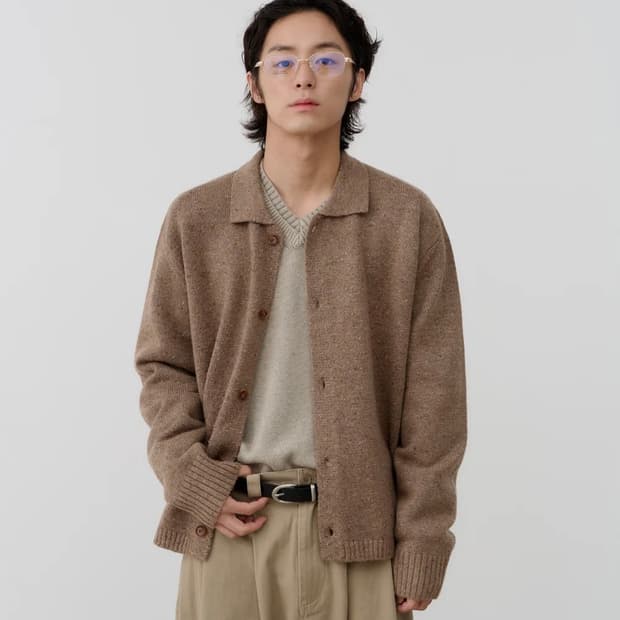 노운 네프 카라 가디건 베이지 1