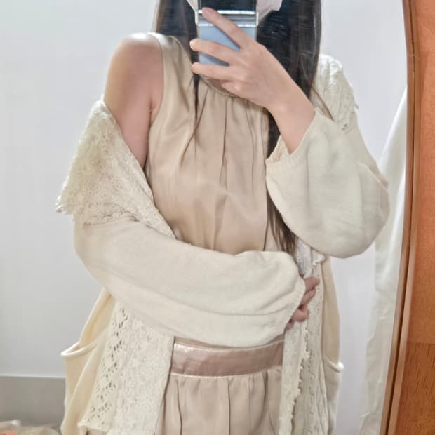 빈티지 모리걸 페어리 리본 새틴 블라우스 레이어드 원피스 