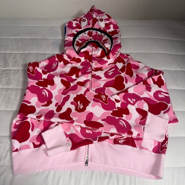 베이프 핑크 카모 샤크 풀집업 후드 (BAPE Pink Camo Shar