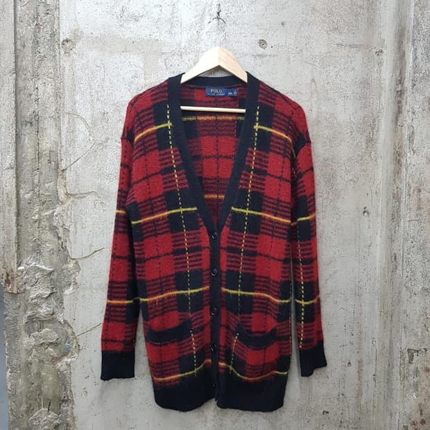 폴로 랄프로렌  체크 울 니트 가디건 S사이즈